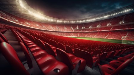 Modern Football Stadium Stan, Football field seats general sports stadium.の素材