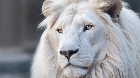 Portrait of majestic white lion, wild animals.の素材