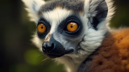 Nimble Ring Tailed Lemur, Ring tailed lemur portrait of forest.の素材