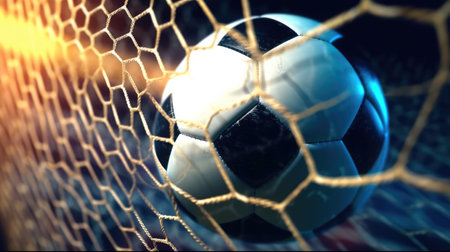Scoring a Goal, Soccer ball into net.の素材