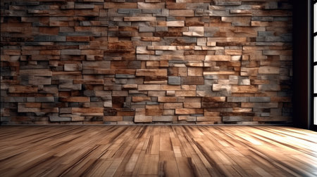 Stone Wall And Parquet Floor, Empty Room Building.の素材