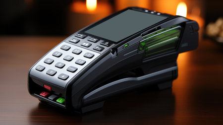 Debit and credit card reader machine, Credit card payment with EDC machine or credit card terminal.の素材