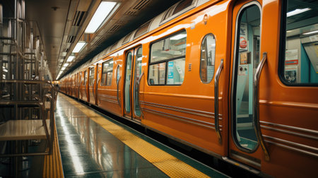 Tokyo Commuter Train, Japan railway local train during sunset.の素材