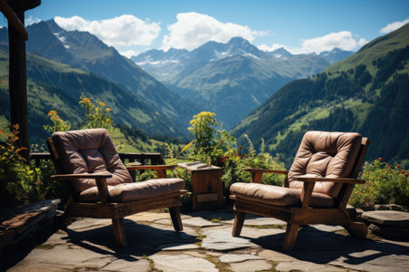 Two chairs in the mountains, Relax, Active Relaxation Lifestyle.の素材