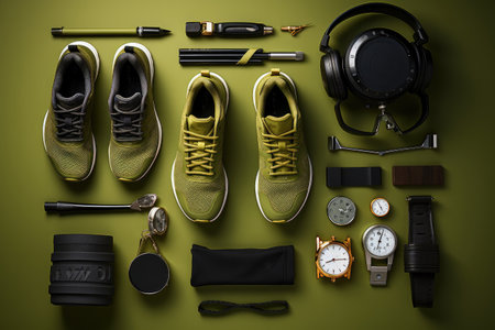 Fitness background sneakers, Fitness Gym equipment.の素材