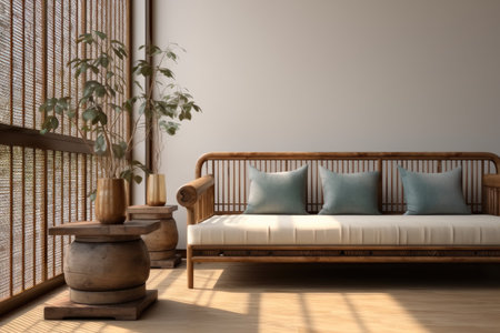 Vintage Chinese living room, Wood bed sofa, Antique wood day bed sofa.の素材