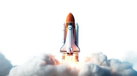 Rocket Launch on White Background, International army games.の素材