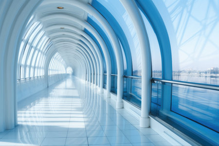 Long corridor with column, Modern office interior, Architecture background.の素材