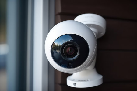 IP CCTV camera with home security system concept.の素材