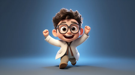 Cartoon, Happy student boy on background, 3d rendering.の素材