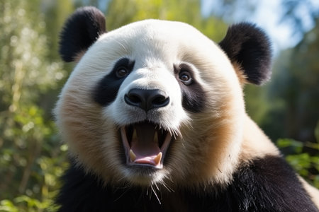 Close up cute panda bear.の素材