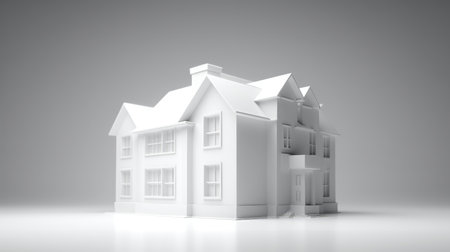 Real Estate Concept, Model house on white background new, Real estate business ideas.の素材