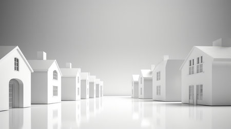 White house Model on white background, Real estate simple concept.の素材