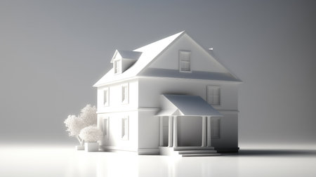 Real Estate Concept, Model house on white background new, Real estate business ideas.の素材