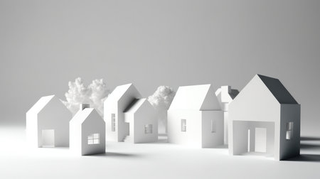 Real Estate Concept, Model house on white background new, Real estate business ideas.の素材