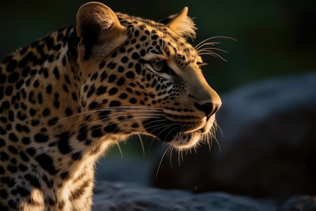Side view portrait of Leopard.の素材