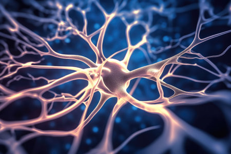 Inside the brain and human body, Concept of neurons and nervous system, Human nerverti cale cell.の素材