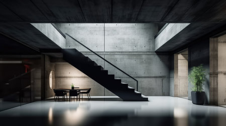 Dark concrete interior, Industrial loft style office.の素材