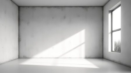 Empty room interior with concrete walls with light from window.の素材