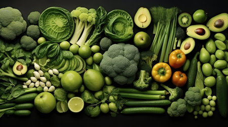 Top view various fresh vegetables for vegetarian nutrition concept.の素材