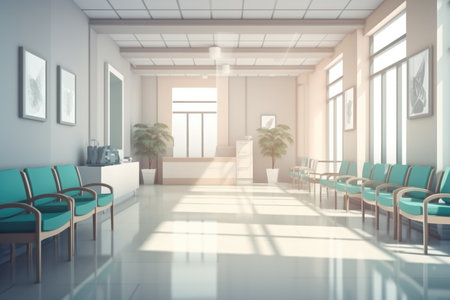 Waiting area modern hospital or clinic lobby and seat.の素材