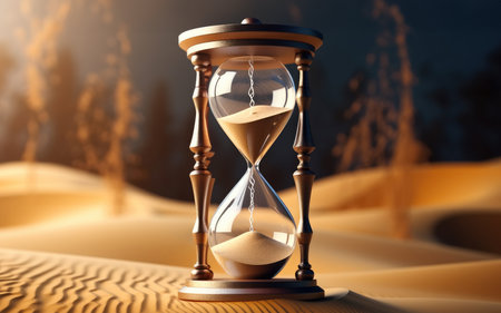 Hourglass time with sand running through.の素材