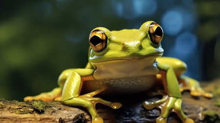 Close-Up Of Frog On Branch.の素材