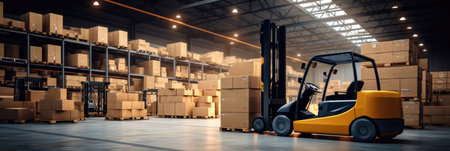 Industrial warehouse, Storage and coordination of delivery of goods, Logistics process, Distribution.の素材