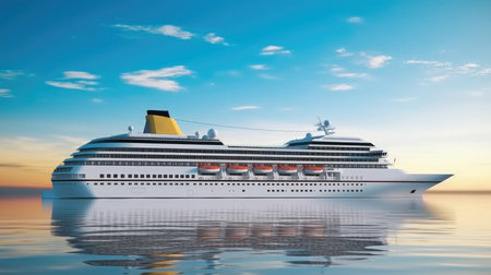 Large cruise ship at sea, Big passenger cruise liner ship, Luxury cruise, Travel.の素材