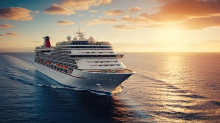 Large cruise ship at sea, Passenger cruise ship vessel.の素材