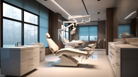 Dental clinic interior design with working tools, Modern dentists office.の素材