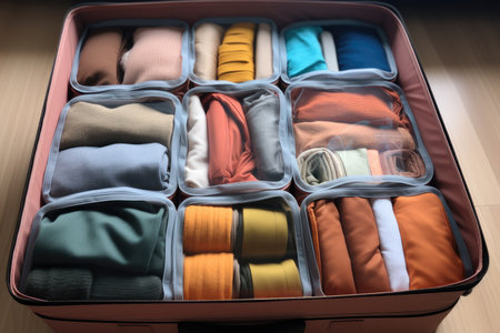 Packing cubes and organized packing, Holiday Travel.の素材