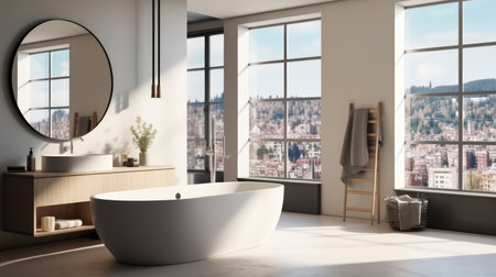 Luxury Bathroom Interior With Tub.の素材