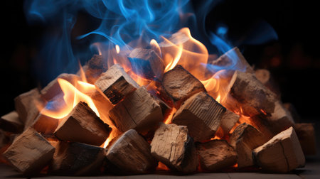 Charcoal wooden is burning, Burning coal.の素材