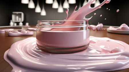 Skincare cosmetics, Pink cosmetic cream, Moisturizer.の素材