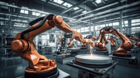 Robotic arm production lines, Industrial machinery.の素材