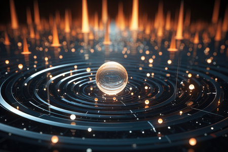 Visualisation of quantum mechanics line, 3d rendering.の素材