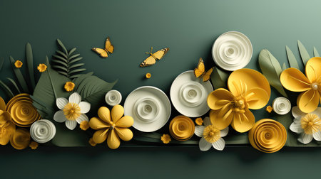 White green yellow scientific environmental banner, 3d rendering.の素材
