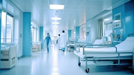 A motion blurred photography in hospital.の素材