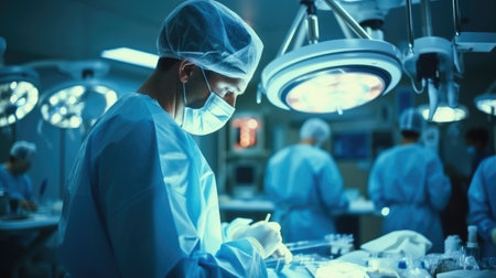 Team of surgeons in operation room.の素材