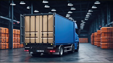 Truck is waiting to be unloaded, Freight transport, Transport logistics.の素材