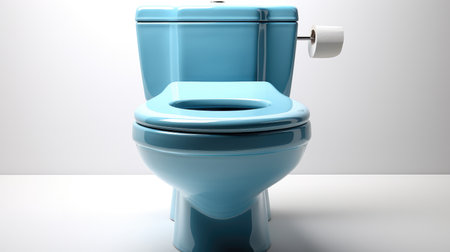 Toilet Bowl blue on white background.の素材