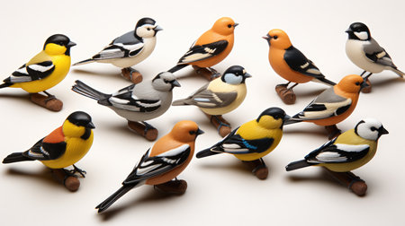 Collection of the most common European birds isolated on white background.の素材