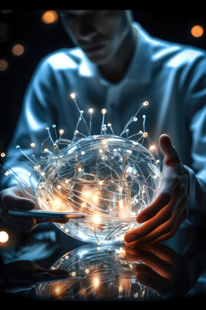 The advancement of technology will allow us to communicate and connect anytime.の素材