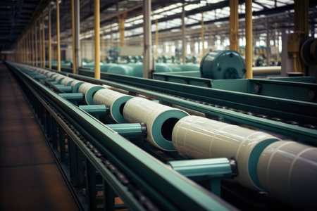 Conveyor rollers at factory.の素材