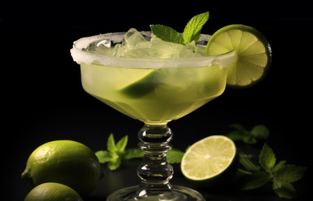 Cocktail margarita on black background.の素材