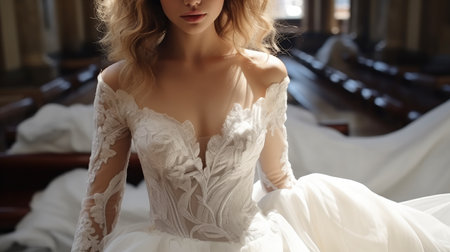 Beautiful woman in white wedding dress, Bride.の素材