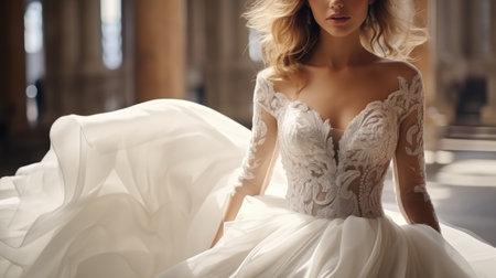 Beautiful woman in white wedding dress, Bride.の素材
