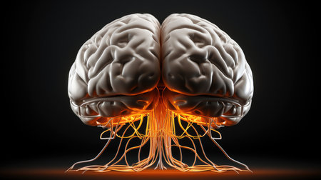 Abstract a brain on black background, Human brain, illustration.の素材