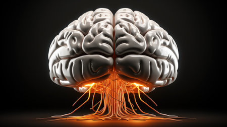 Abstract a brain on black background, Human brain, illustration.の素材